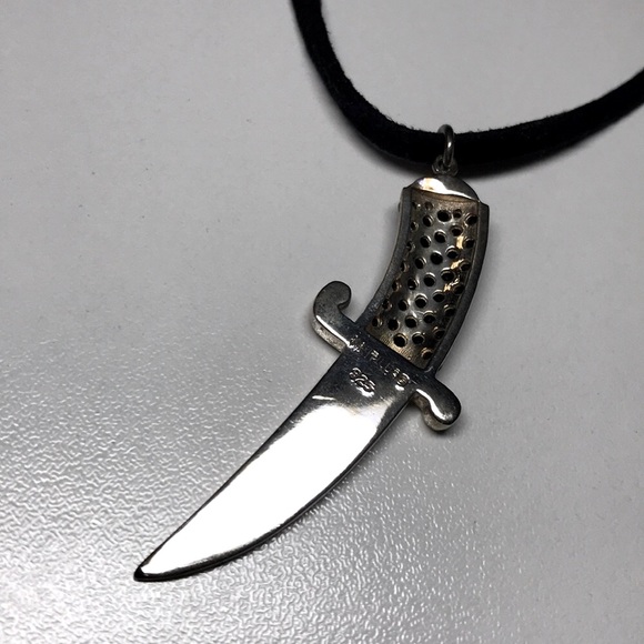 CUSTOM MADE Onyx & Sterling Silver Dagger Necklace - Picture 5 of 5